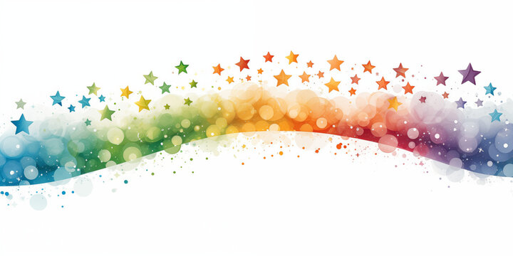 Bright abstract rainbow background with stars. Backdrop, poster, advertising banner, design