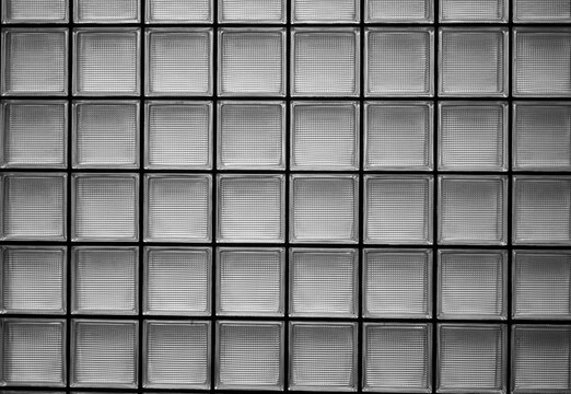 Abstract Closeup of a Glass Cube Skylight in Monochrome.