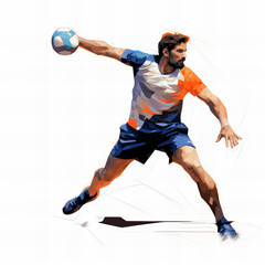 Dynamic Geometric Volleyball Player Illustration in Action - Abstract Athletic Sport Design