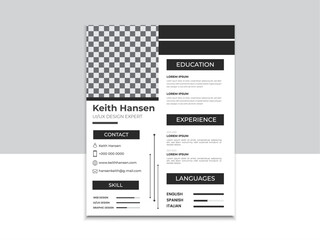 Creative Black & White Resume/CV Or Personal Cover Letter Design 