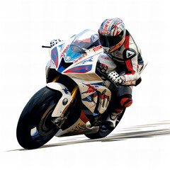 Vector Illustration of Professional Motorcycle Racer in Action on Speedy Sportbike