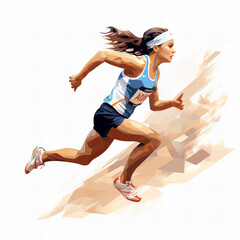Fototapeta na wymiar Dynamic Female Runner in Motion - Energetic Athletic Illustration for Sport and Fitness Concepts, Advertisements, and Motivational Posters