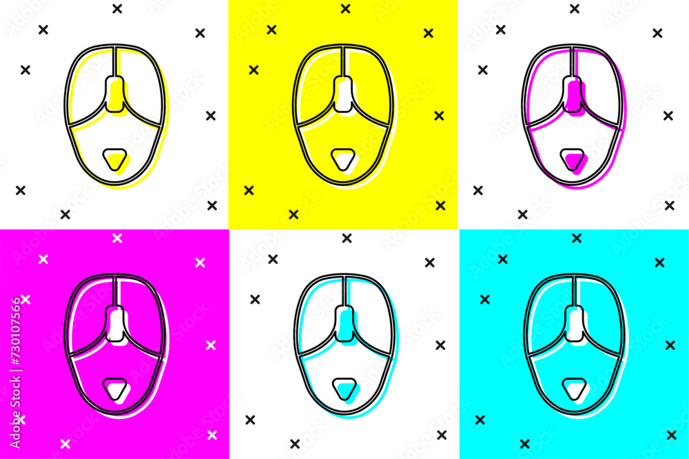 Poster set computer mouse icon isolated on color background. optical with wheel symbol. vector