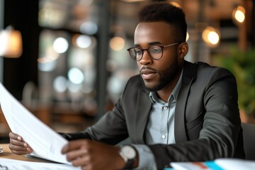 Meticulous business analyst reviewing financial records