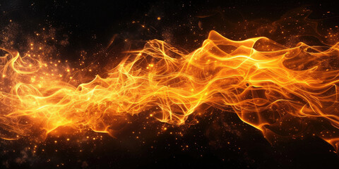 fire flame with smoke on dark black background, banner design