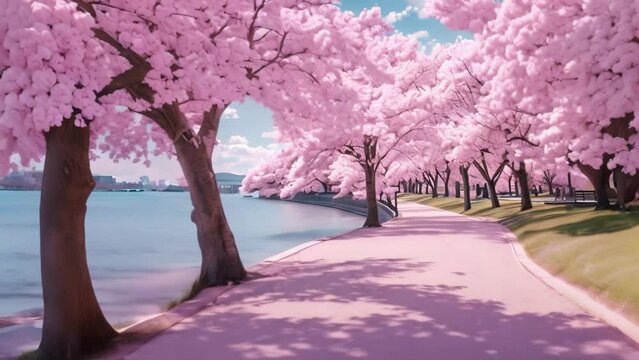 Spring's Arrival: Cherry Blossom Bliss. Generative ai