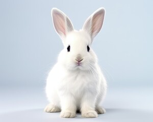 Obraz premium White Bunny Isolated on Pure White Background - A Cute and Fluffy Pet Rabbit with Soft White Fur