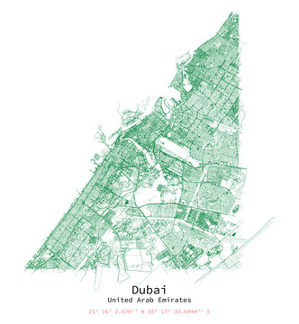 Dubai ,United Arab Emirates street art map,vector image for digital product ,wall art and poster prints.