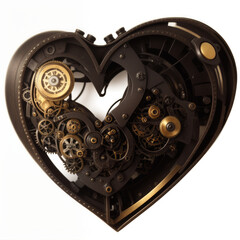 Heart in steampunk style. Valentine's card. Abstract illustration. AI generated.