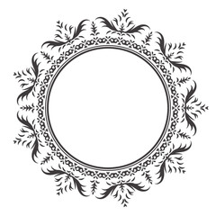 Vintage frame border ornament vector. Ethnic seamless round pattern. Mandala Floral Baroque. Classic antique ornate element. Decorative border for frame, textile, fabric, rug, tattoo, ceramic.
