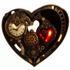 Heart in steampunk style. Valentine's card. Abstract illustration. AI generated.