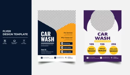 Fotobehang Car Cleaning Service flyer template,  Car Cleaning Service Banner, automobile wash service leaflet design © Shafin66