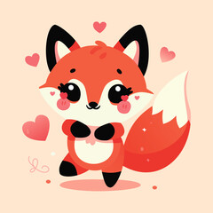 funny fox with heatrs 
