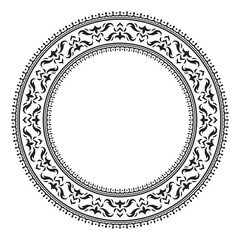 Vintage frame border ornament vector. Ethnic seamless round pattern. Mandala Floral Baroque. Classic antique ornate element. Decorative border for frame, textile, fabric, rug, tattoo, ceramic.