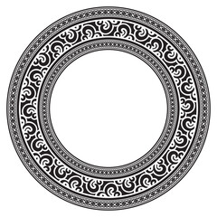 Vintage frame border ornament vector. Ethnic seamless round pattern. Mandala Floral Baroque. Classic antique ornate element. Decorative border for frame, textile, fabric, rug, tattoo, ceramic.