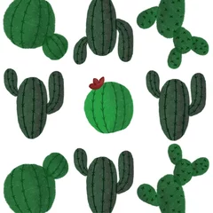 Zelfklevend Fotobehang Cactus Pattern Cactus Green