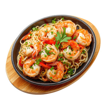 Fried rice with shrimp. Isolated on Transparent background
