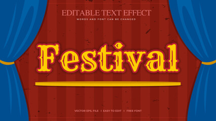 Festival editable text effect lettering typography in circus themein red stripe background © Riczdodo