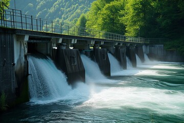 A hydroelectric power plant, dam