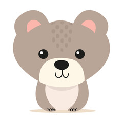Flat illustration of a stylized bear cub. Cartoon little bear, cute character for children. Vector illustration