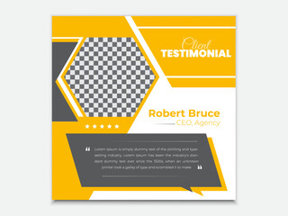 Creative Client Reviews Or Testimonial Social Media Post Design Template 