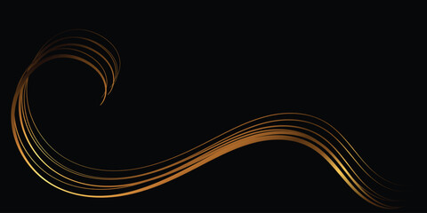 Golden ribbons, sinuous lines.Vector illustration.