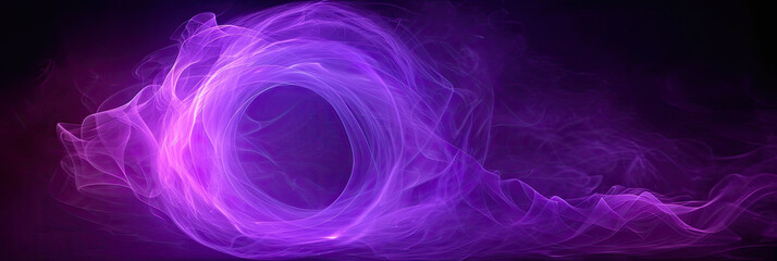 Obraz premium purple smoke in swirl frame on a dark background, circle purple glowing , spooky,l Halloween , scary banner poster template desihnd 