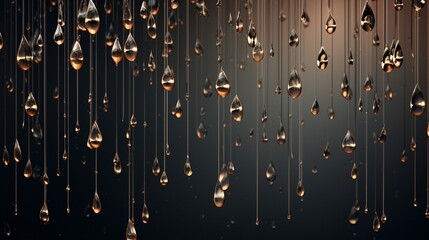 Create a wallpaper with metallic raindrops and splashes, evoking a sense of fluidity and movement.