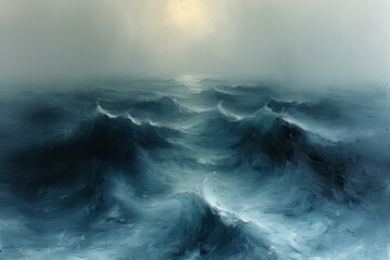 Harsh ocean with large sea waves. Wavy and beautiful sea. The Pacific Ocean is raging. 