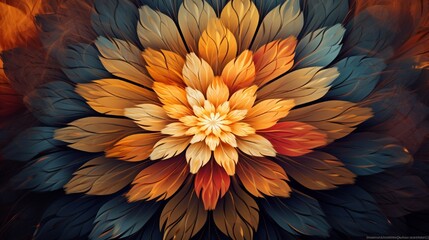 Design a wallpaper featuring abstract, overlapping petals forming an intricate mandala.