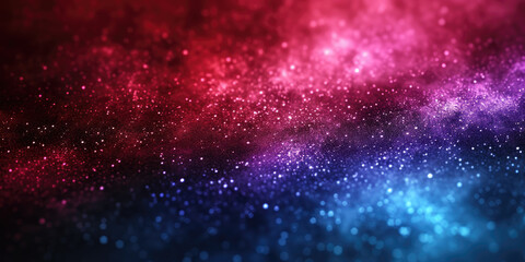 Naklejka premium red and blue white background with stars in dust, red blue glitter sparkle on dark background, circle bokeh, defocused, blue red space galaxy , nebula, cosmos banner poster background