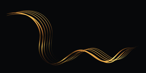 Golden ribbons, sinuous lines.Vector illustration.