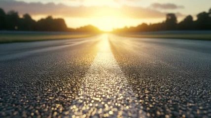 Photo sur Aluminium Gris 2 Empty highway asphalt road and beautiful sky sunset landscape