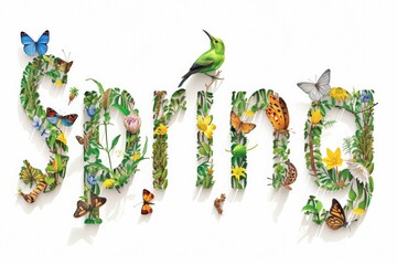 Beautiful spring letter on white background