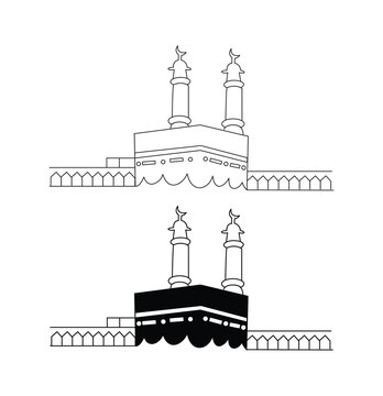 Holy Kaaba in Mecca Saudi Arabia, Vector illustration.