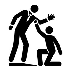 a man help other man vector icon black color silhouette, white background