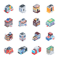 Handy Pack of Real Estate Isometric Icons 

