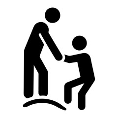 a man help other man vector icon black color silhouette, white background
