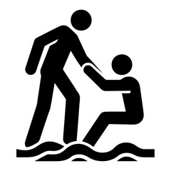 a man help other man vector icon black color silhouette, white background