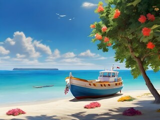 Fototapeta premium boat on the sea