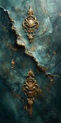 Textured Background in Shades of Teal and Aquamarine with a Darker Mottled Pattern Sense of Depth - Ocean View from above Style - Decorative Ornate Elements created with Generative AI Technology