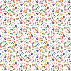 Fabric pattern, wallpaper pattern, flower cute, flower beautiful, bird pattern, cartoon, cute girl, 