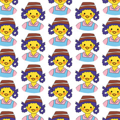 Fabric pattern, wallpaper pattern, flower cute, flower beautiful, bird pattern, cartoon, cute girl, 