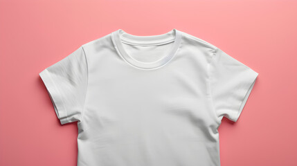 Blank white t-shirt mockup on pink background