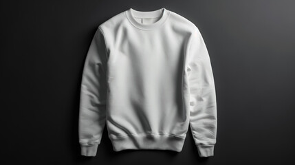 Blank white sweatshirt mockup on black background
