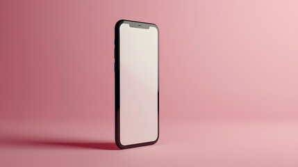 Smartphone on the pink background, mockup with blank white screen