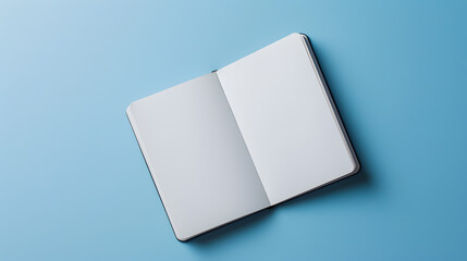 Blank book mockup with white pages on the blue background
