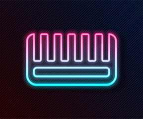 Glowing neon line Hairbrush icon isolated on black background. Comb hair sign. Barber symbol. Vector