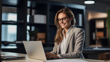 Elegance in Action: Confident Businesswoman Flourishing in a Professional Environment