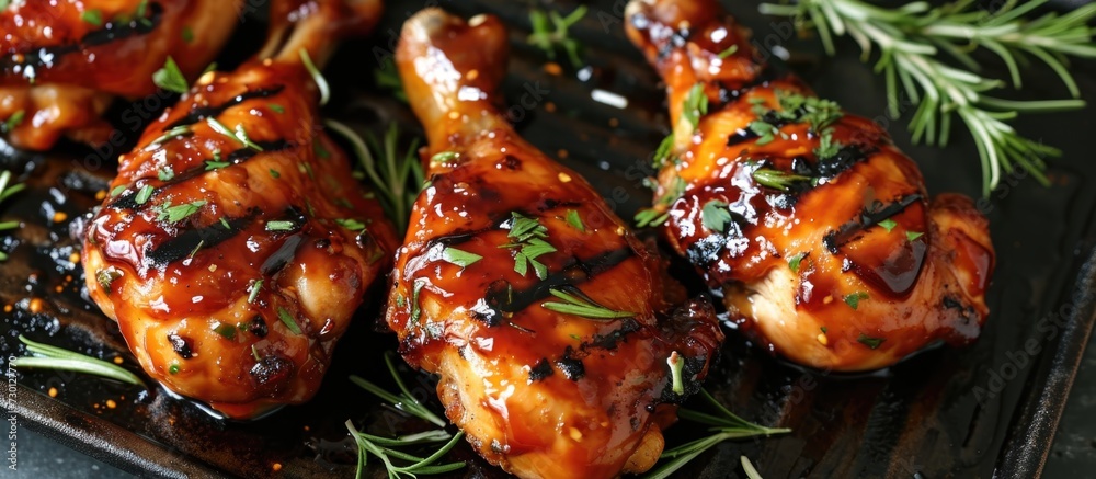 Canvas Prints Honey-glazed grilled chicken pieces